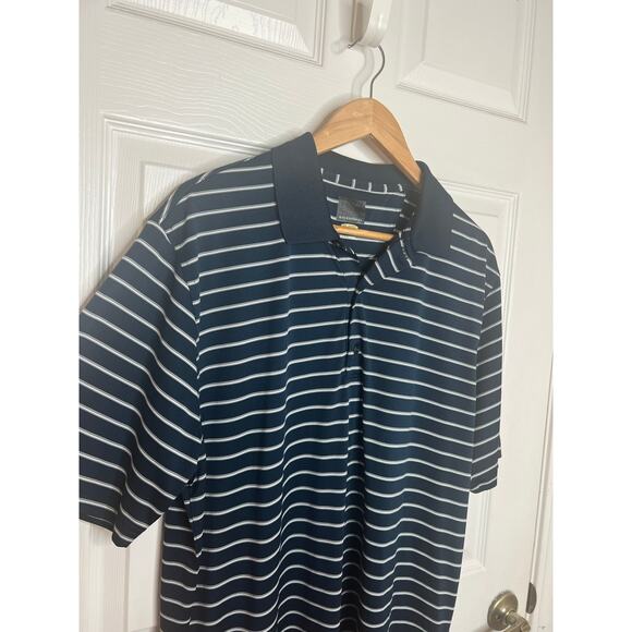 Greg Norman Men's Play Dry Navy Blue and White Striped Golf Polo Size Large - Picture 6 of 9